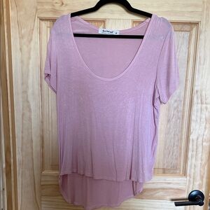 Three Baird Nest Scoop Neck Short Sleeve Top - Pink